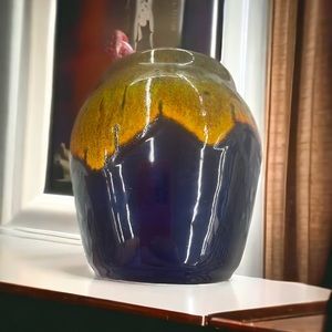 1970s Cobalt Blue and Gold Vase